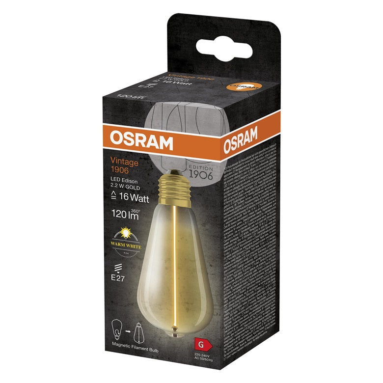 LEMPUTĖ OSRAM LED, ST60, E27, 2.2W, 120LM, 2700K
