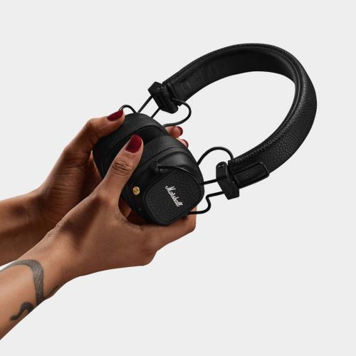 Marshall Major V Bluetooth belaidis ant ausų ausinės, juoda spalva