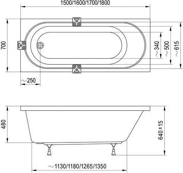 VONIA RAVAK VICTORY 180X70 BALTA
