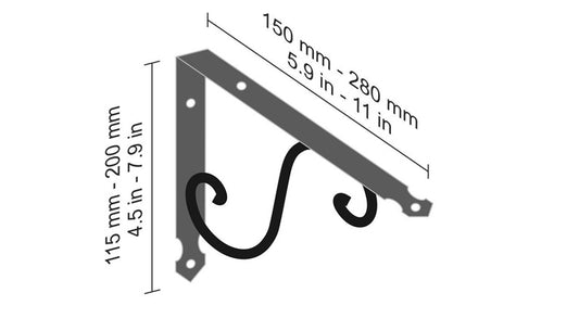 Lentynos laikiklis Dolle Ornament, 115x150 mm, juoda
