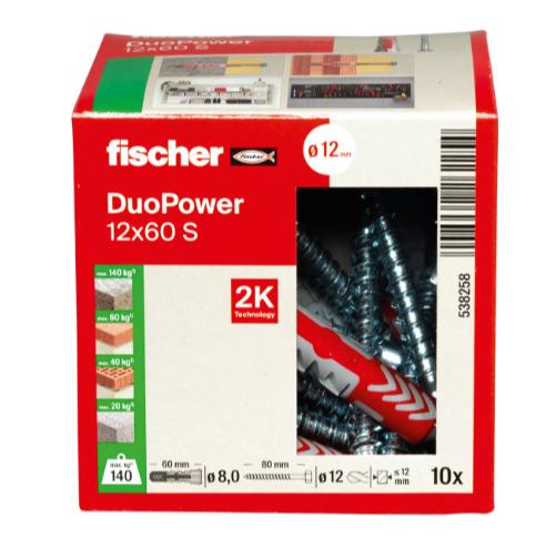 Fischer DuoPower Wall Plug, 60 mm x 12 mm, 10 pcs.