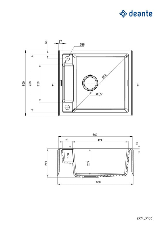 Sink Deante Magnetic ZRM_N103, granite