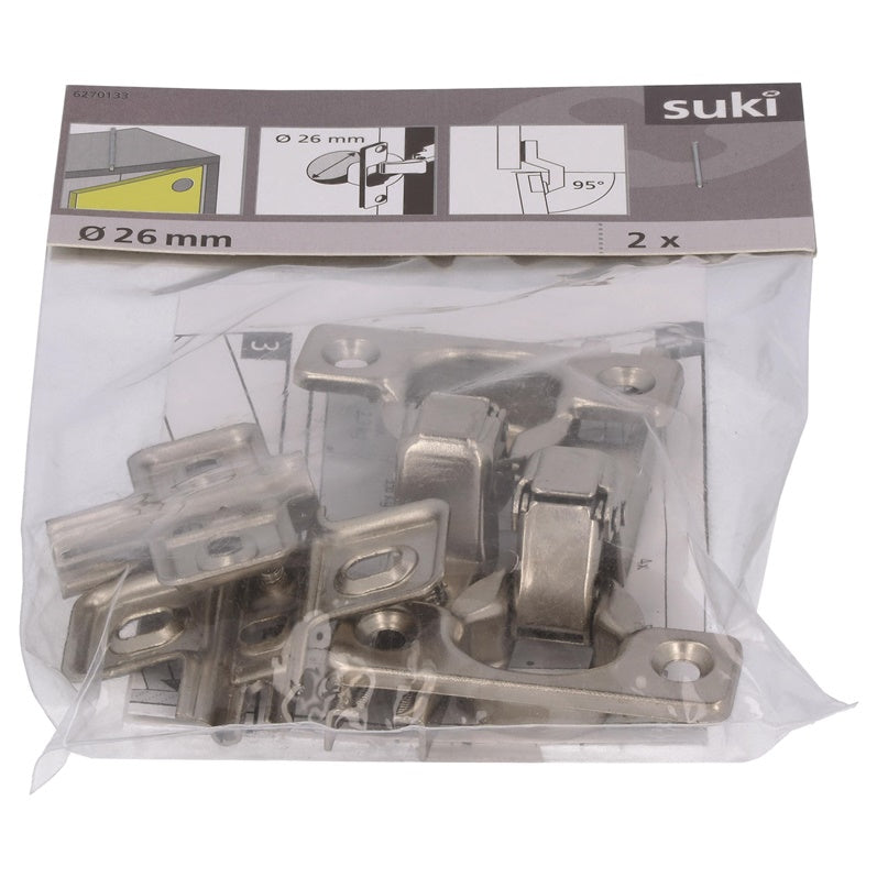 Furniture hinge Suki, 2.6 cm, 95°, nickel, 2 pcs.