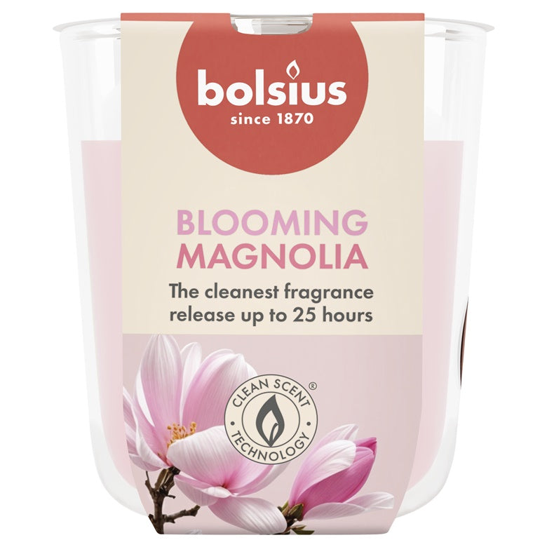 Candle, scented Bolsius Blooming Magnolia, 25 h, Pink