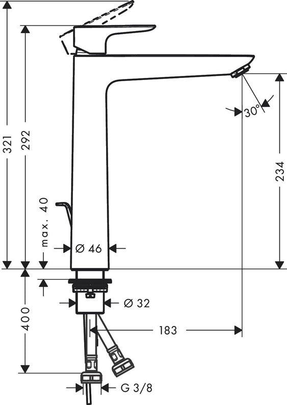 Praustuvės maišytuvas Hansgrohe Talis E 71716140, bronzos