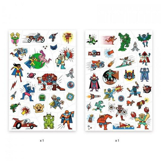 Rinkinys tatuiruotėms Djeco Superheroes DJ09614