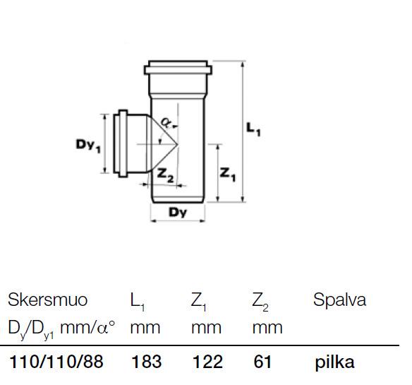 Trójnik kanalizacyjny wewnętrzny Wavin, Ø 110 / 110 mm, 88°