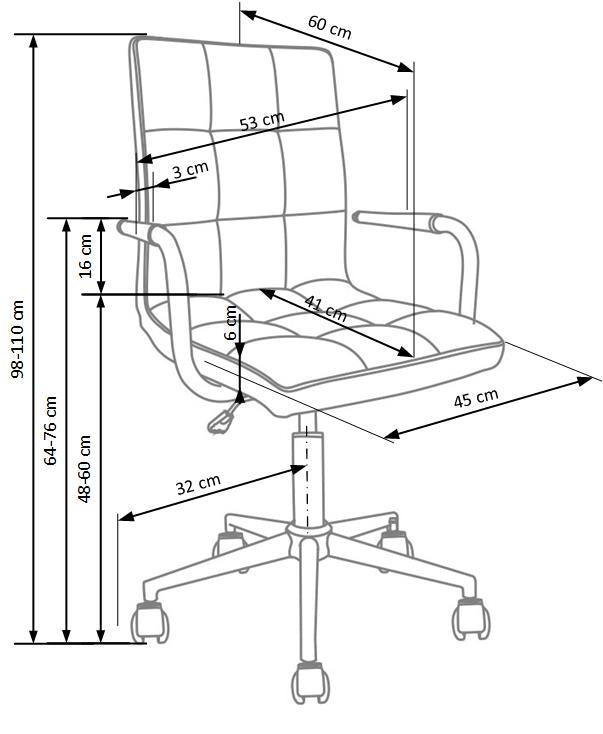 Children's desk chair Gonzo 2, 53 x 46 x 98 - 110 cm, white