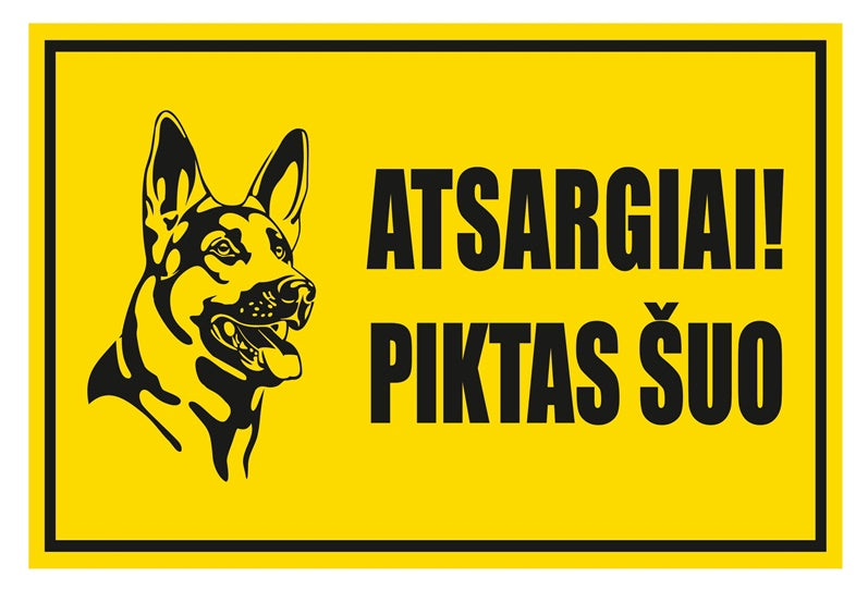Lipdukas atsargiai piktas šuo 180x120mm
