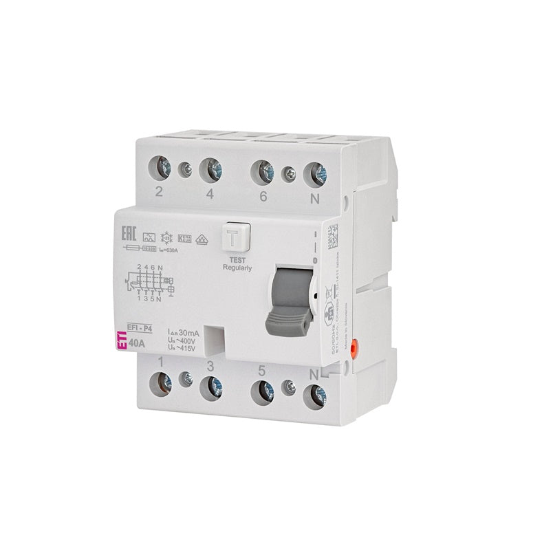 Wyłącznik różnicowoprądowy ETI EFI-P4 A, 4P, 40 A, 415 V, 30 mA