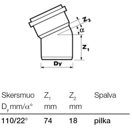 Kolano kanalizacyjne Wavin, Ø 110 mm, 22°