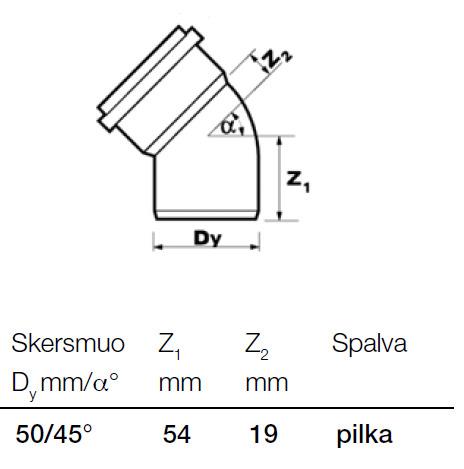 Kolano kanalizacyjne Wavin, Ø 50 mm, 45°