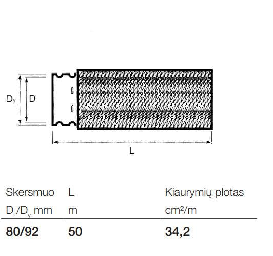 Rievėtas drenažo vamzdis su geotekstile Wavin, Ø 80/92 mm