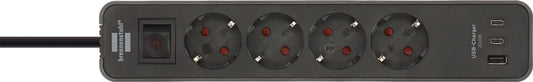 Household extension cord BRENNENSTUHL ECOLOR, 4-outlet, 3 USB A+C, 1.5 m