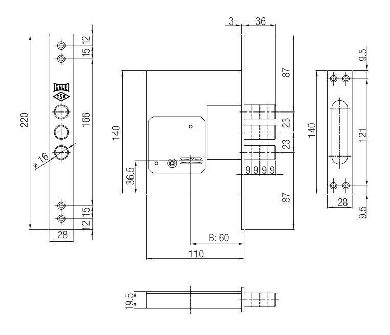 MORTISE LOCK KALE 257L CP