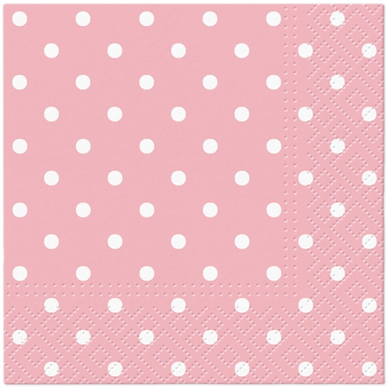 Popierinės servetėlės PAW Pink Dots, 25 cm x 25 cm, 20 vnt.