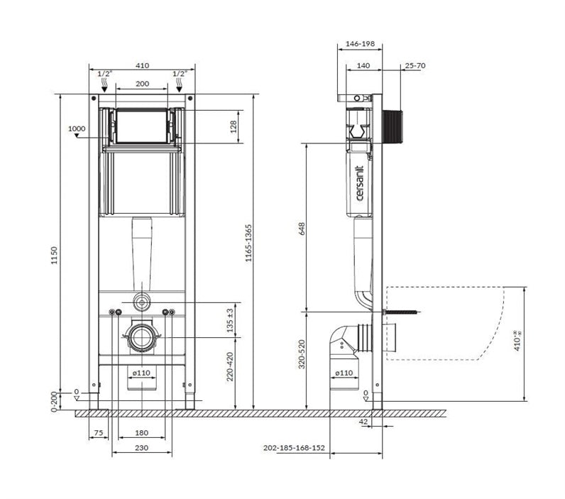 Pakabinamojo unitazo komplektas Cersanit S701-754, 20x41 cm