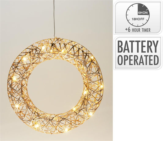 Dekoracija Vainikas su LED, AMZ200530 D30 cm, aukso