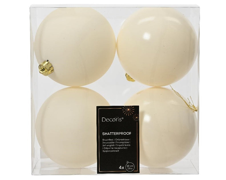 Christmas tree ornaments, white, 10 cm, plastic, 4 pcs.