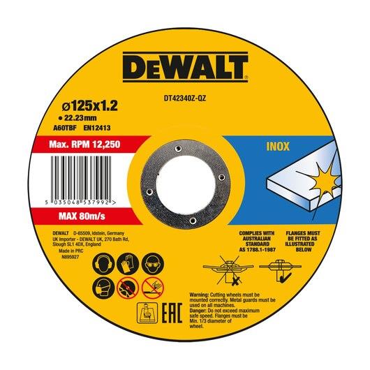 Stainless steel cutting disc DeWalt 125 x 1.2 mm