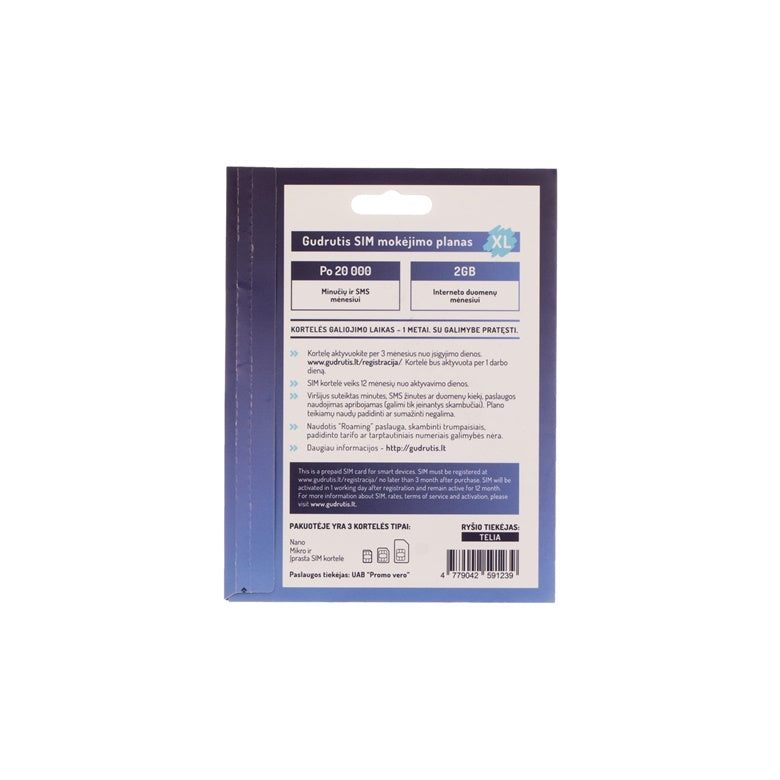 PREPAID CARD GUDRUTIS SIMXL