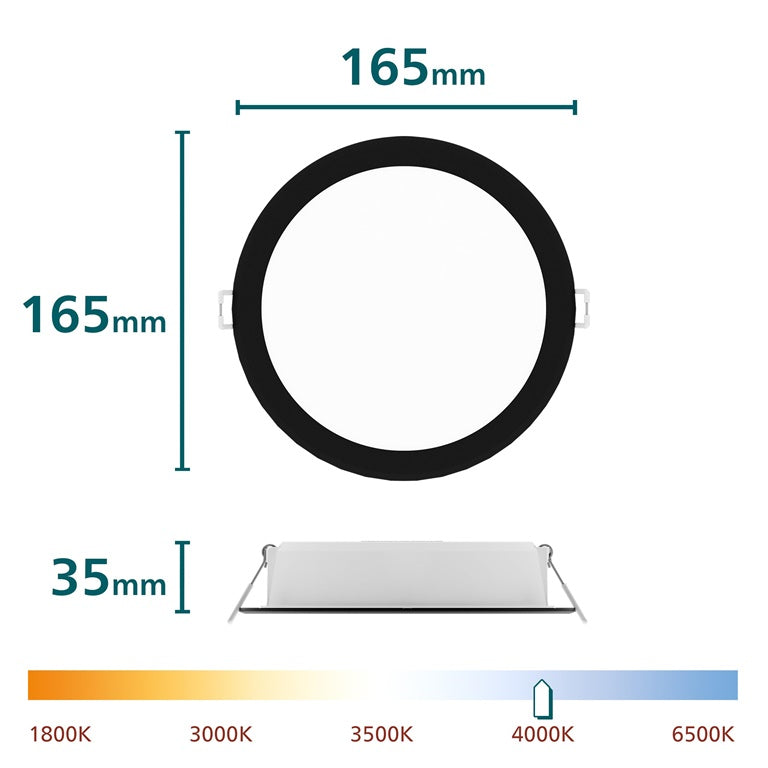 Šviestuvas įleidžiamas Philips LED,16.5W,4000K, Ø15,juodas