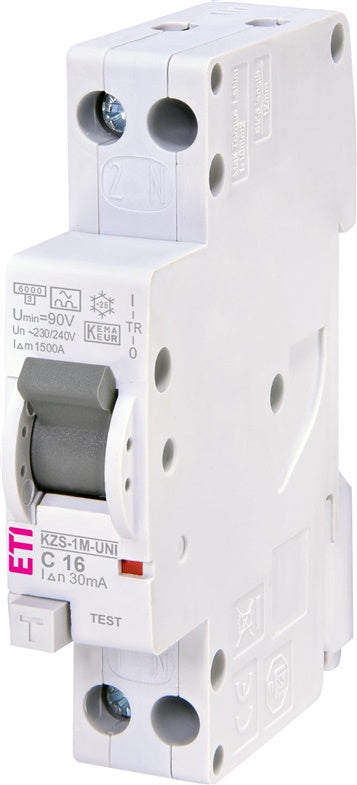 Srovės nuotėkio rėlė ETI KZS-1M-UNI, 2P, 16 A, 240 V, 30 mA