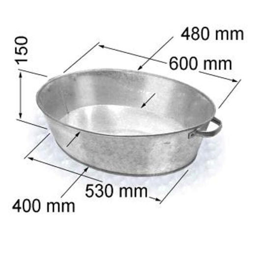 Galvanized tub, 27 l, 60 x 48 x 15 cm