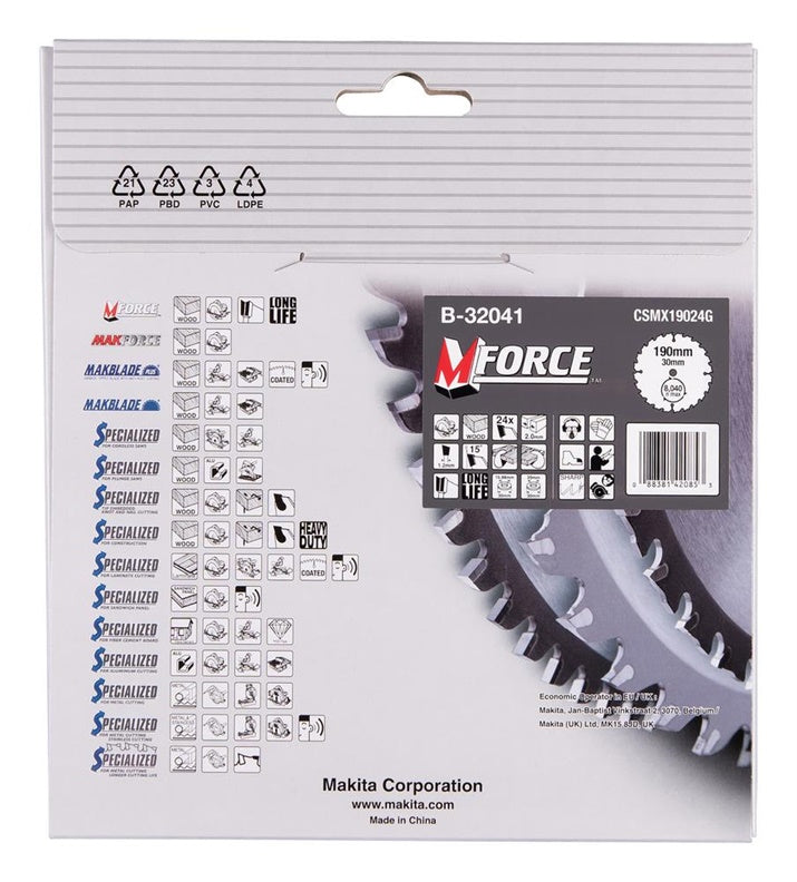 Medžio pjovimo diskas Makita 190 x 30mm B-32041