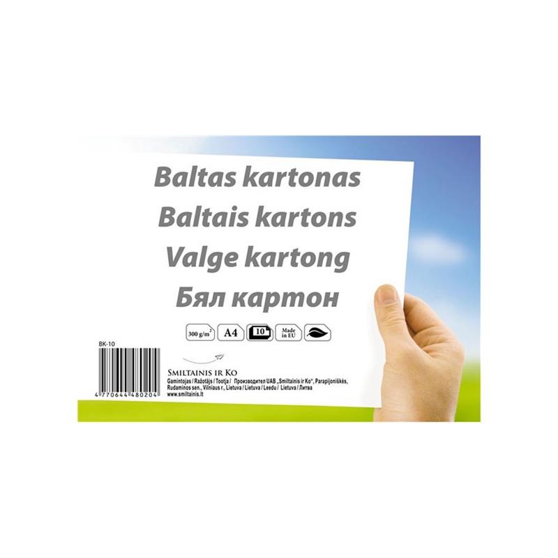 Baltas kartonas SMLT, A4, 10 lapų
