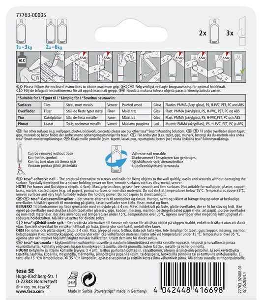 Hooks for hanging frames, 77763, 2X3 kg, for tiles
