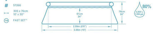 Inflatable pool BESTWAY 57266, 305×76 cm, 3800 l