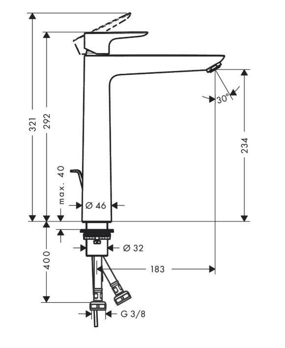 Praustuvės maišytuvas HANSGROHE TALIS E 71716670, juodas
