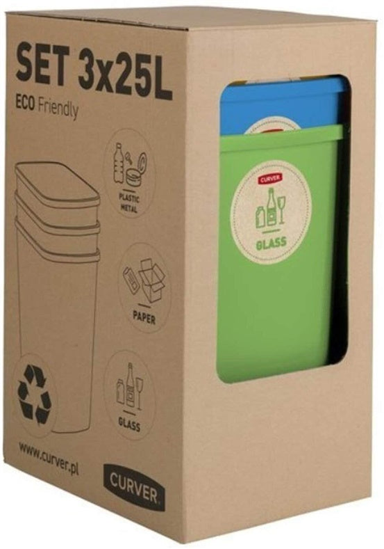 Rūšiavimo šiukšliadėžių rinkinys ECO FRIENDLY, 3 × 25 l