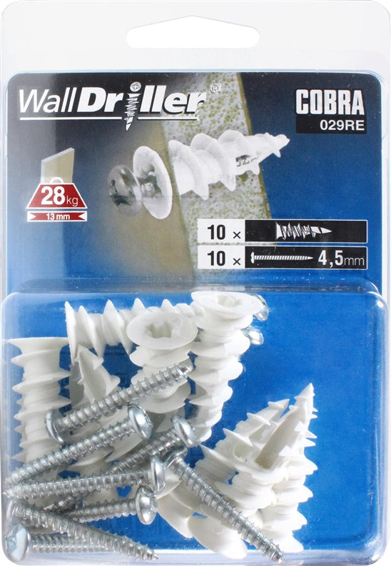 Screw-in plasterboard anchors, 4 x 25 mm, nylon, 10 pcs.