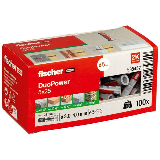Fischer DuoPower plug, 25 mm x 5 mm, 100 pcs.