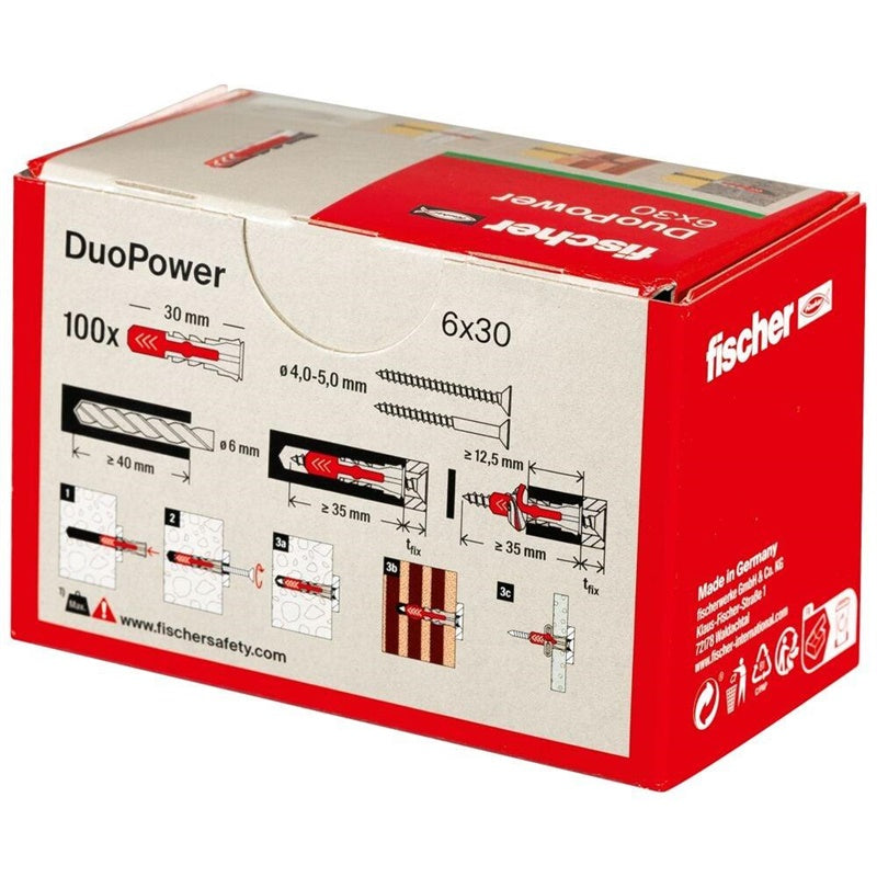 Kaištis Fischer DuoPower, 30 mm x 6 mm, 100 vnt.