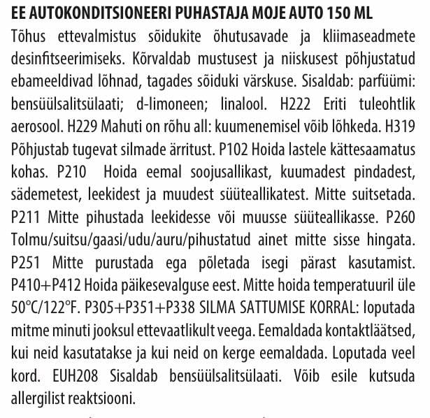 Car air conditioner cleaner Moje Auto, 150 ml