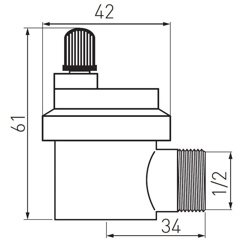 Nuorinimo vožtuvas FERRO 1/2", automatinis, kampinis