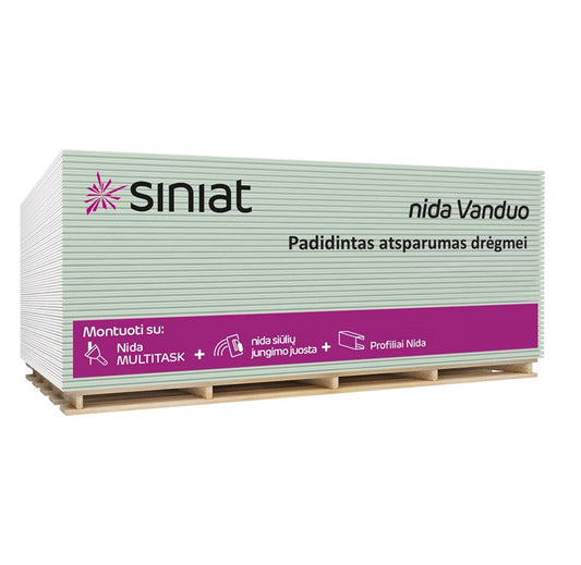 GIPSO KARTONO PLOKŠTĖ GKBI NIDA WATER 12.5X1200X2600