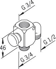Shower diverter Oras 200100, inlet 1/2'', inlet 3/4'', outlet 3/4''