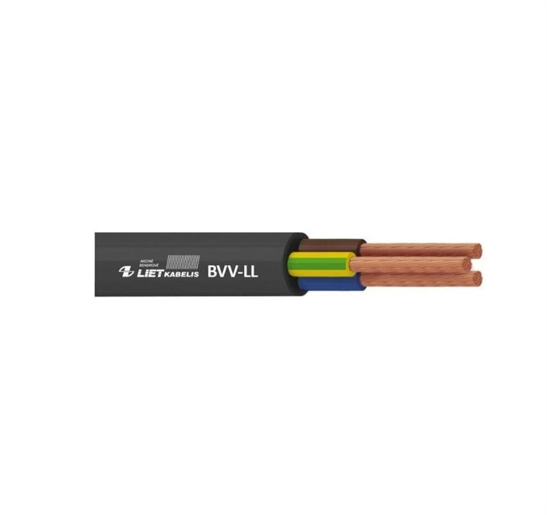 Kabelis Lietkabelis BVV-LL, 2 x 1,5 mm², juodas
