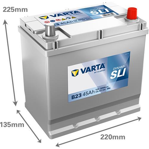 Varta SLI B23 Battery, 45 Ah, 300 A, 12 V