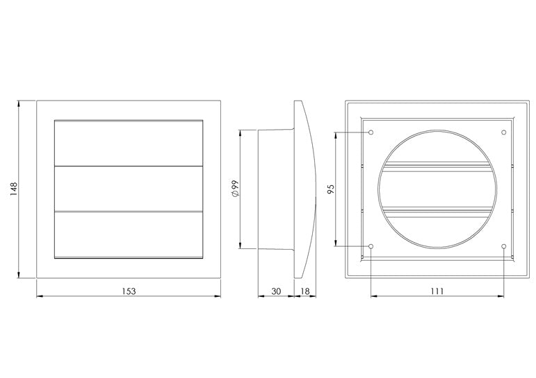 Ventilation grille with louvres EUROPLAST ND10Z, D100