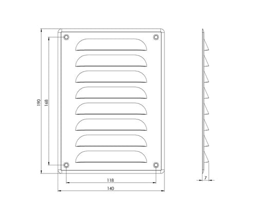 Ventiliacijos grotelės EUROPLAST MR1419ZN, 140 x 190 mm