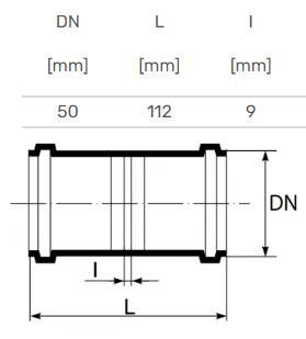 HTplus double socket for indoor sewage, Ø 50 mm