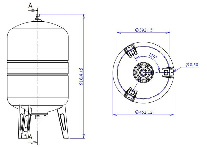 Vertikalioji hidroforo talpa Varem US100362CS0A2000, 100 l
