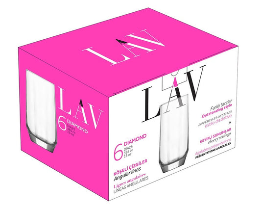 Stiklinės LAV DIAMOND DIA25F, 385 ml, 6 vnt.