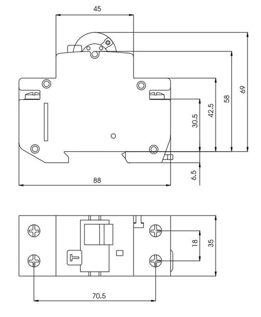 Srovės nuotėkio rėlė ETI KZS-2M, 2P, 16 A, 230 V, 30 mA