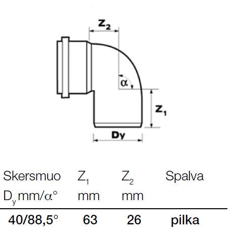 Internal drainage elbow Wavin, Ø 40 mm, 88.5°